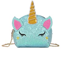  - TXVSO Pequeño Brillo Lindo Unicornio Crossbody Monedero Monedero Bolso Bolso Cremallera Cierre para Niñas Adolescentes Mujeres